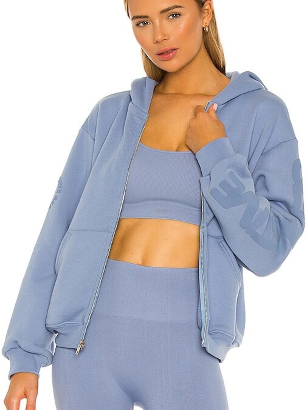 SET Active Dusty Blue Zip Hoodie with Subtle Logo